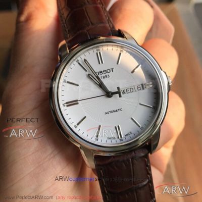 Perfect Replica Tissot Automatics III Date White Face 39.7 MM Swiss Automatic Watch T065.430.16.031